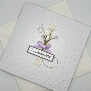 Personalised Birthday Card for a Sister with Rose. Happy Birthday Sister . Choose your colour of bow. Free Personalisation