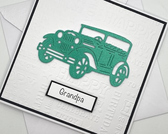 Personalised Classic Car Birthday Card. A Handmade Card Perfect for Dad, Grandad, Husband, Brother, Son. Card for Him