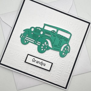 Carte d'anniversaire personnalisée de voiture classique. Une carte faite main parfaite pour papa, grand-père, mari, frère, fils. Carte pour lui
