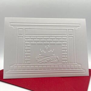 Fireplace Notecards. 6 Embossed Blank Notecards and Envelopes. Stationery Gift Set. Blank Note Cards. Notelet Pack. Winter Cards