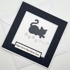 Carte de rétablissement du chat. J'espère que vous irez bientôt mieux pour votre félin. Carte de rétablissement faite main. Carte de chat. Amoureux des chats. Personnalisation gratuite