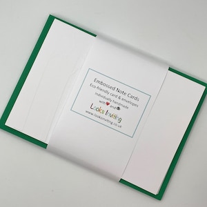 Cartes Woodland. 6 cartes de correspondance et enveloppes vierges gaufrées. Coffret cadeau papeterie. Cartes de correspondance vierges. Pack de petits papiers. Cartes modernes