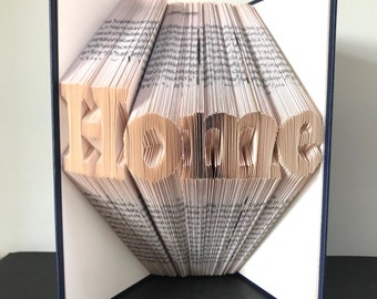 HOME Book Folding Pattern. DIY gift for book art. Template with step by step instructions. Very easy, no measuring required. Printables