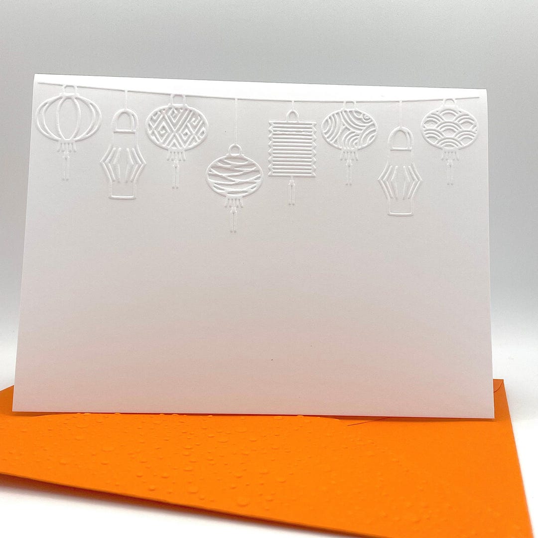 Lanterns Note Cards With Coloured Envelopes. Pack of 6 Handmade Blank ...