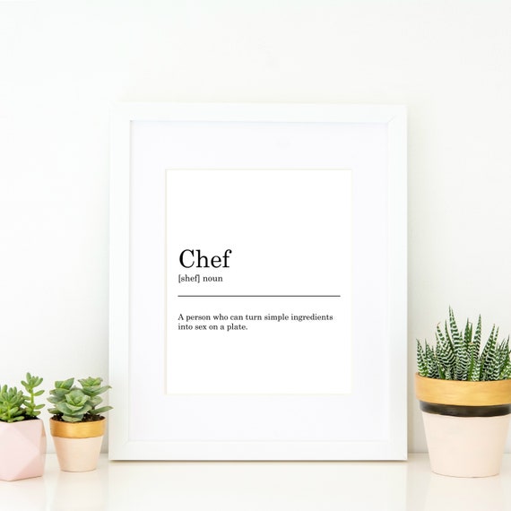 Chef Definition Print Printable Art Wall Decor Funny Print Typography Monochrome Minimalist Funny Gift Gift For A Chef