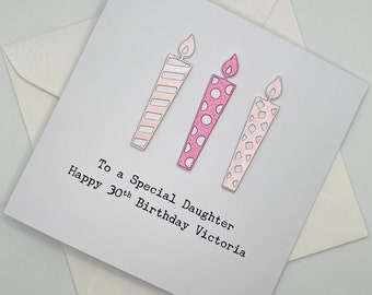 Any Wording Personalised Happy Birthday Card With Candles. Any Wording, Any Name, Any Relative, Any Age, Special Age, Milestone