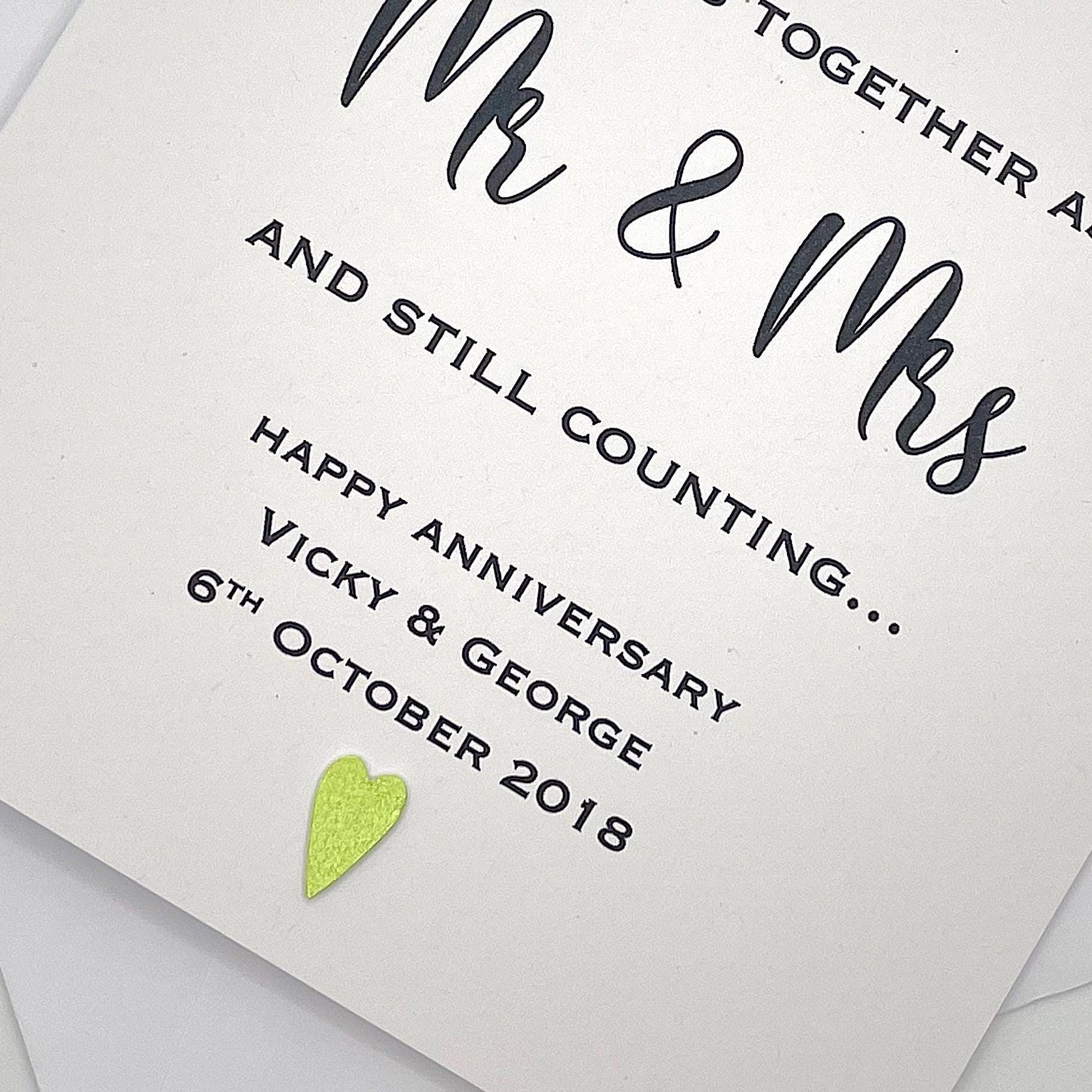 Personalised 1st Anniversary Card, Mr & Mrs. Modern Minimalist