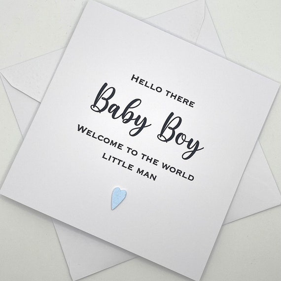 Herzliche Neugeborenen-Glückwunschkarte 'Hello There Little Man' – Niedliches Design Mit Umschlag