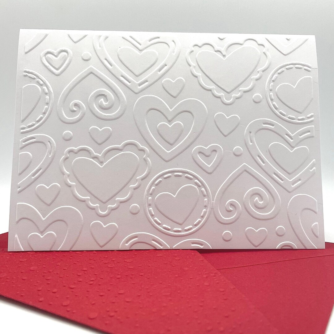 Layered Hearts Note Cards With Coloured Envelopes. Pack of 6 Handmade ...