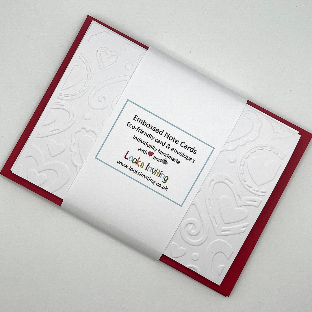Layered Hearts Cards. 6 Embossed Blank Note Cards With Envelopes ...