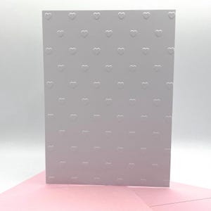 Mini Hearts Note Cards with Coloured Envelopes. Pack of 6 Handmade Blank Embossed Notecards