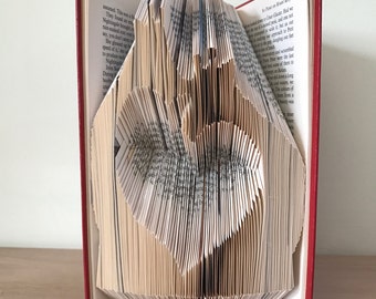 GIRAFFES make a HEART Book Folding Pattern. DIY gift for folded book art. Giraffe book folding. Very easy step by step instructions