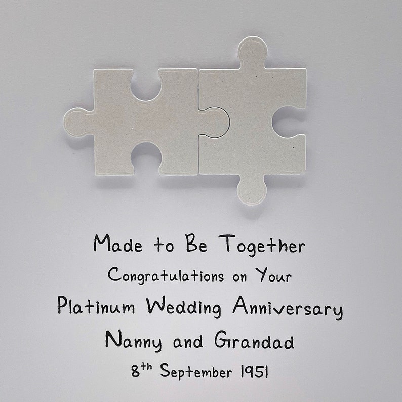 Personalised Platinum Wedding Anniversary Card With Jigsaw Etsy