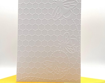 Honey Bee Minimalist Blank Notecards Set. Embossed Cards with Coloured Envelopes
