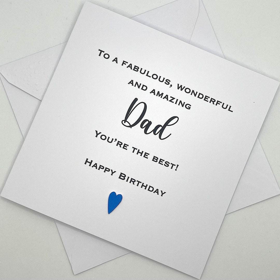 Dad Card Handmade Dad Birthday Card. Modern Minimalist Cards With Heart in ...