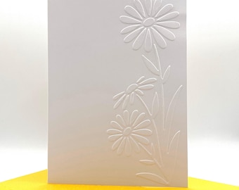 Daisies Note Cards with Coloured Envelopes. Pack of 6 Handmade Blank Embossed Notecards