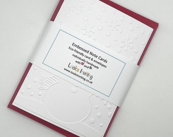 Snowman in the Snow Christmas Cards. 6 Embossed Blank Christmas Cards With Envelopes. Stationery Gift Set. Notecard Pack. Winter Cards