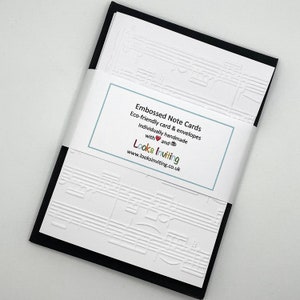 Pack de cartes de partitions. 6 cartes et enveloppes pour musique en relief. Cadeau pour musicien. Cadeau pour mélomane. Cadeau professeur de musique, cadeau récital de musique