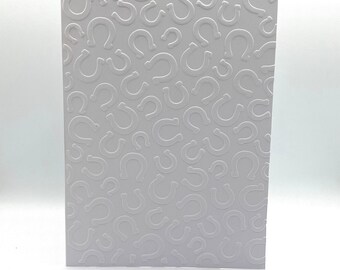 Horseshoes Note Cards with Coloured Envelopes. Pack of 6 Handmade Blank Embossed Notecards