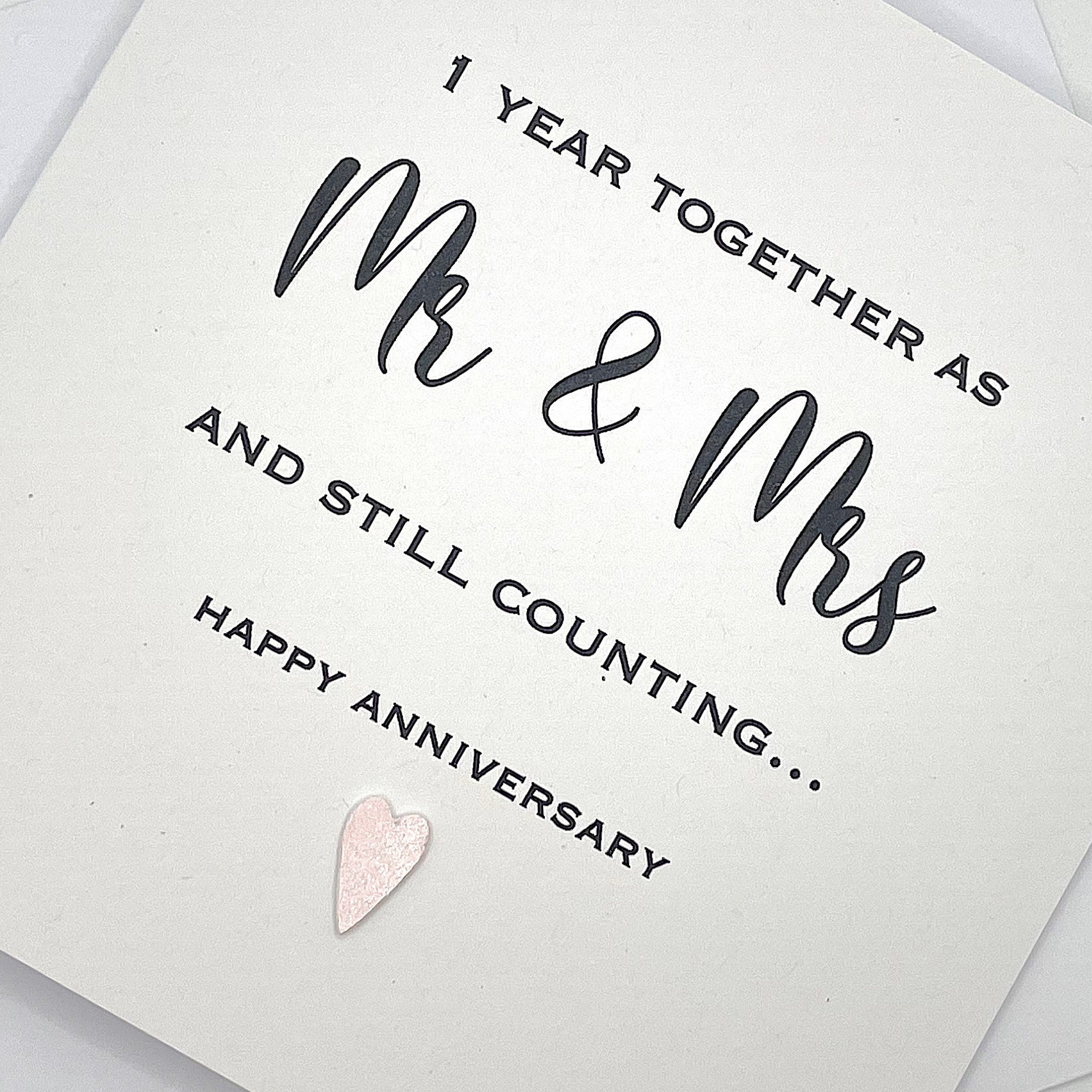 Personalised 1st Anniversary Card, Mr & Mrs. Modern Minimalist