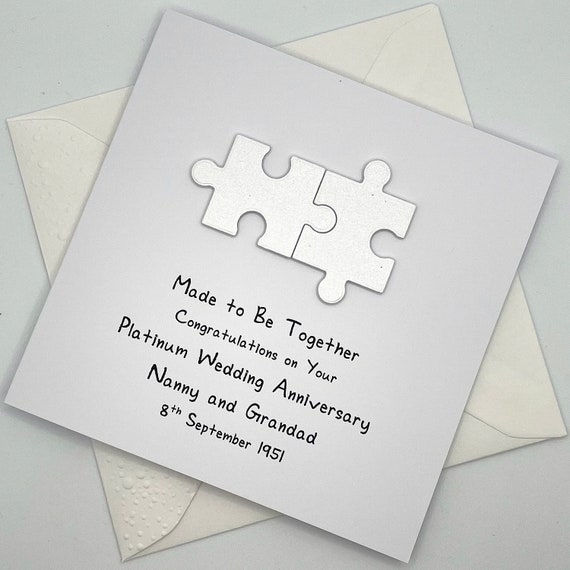 Personalised Platinum Wedding Anniversary Card With Jigsaw Etsy