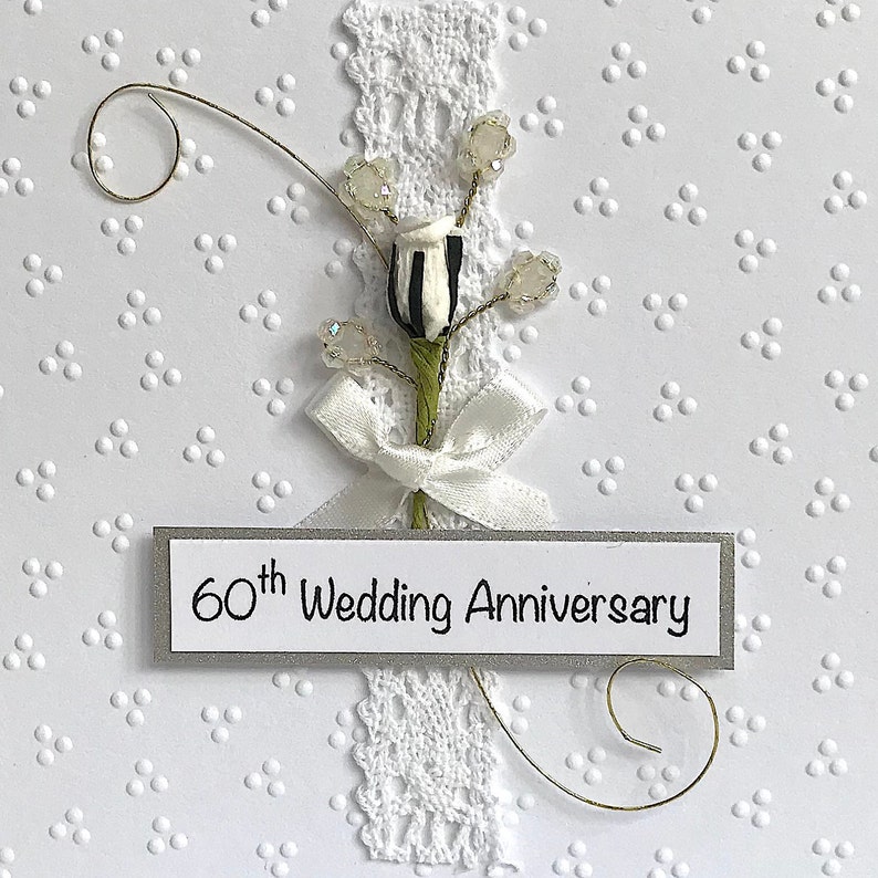 Personalised 60th Wedding Anniversary Card with Rose. Diamond Etsy