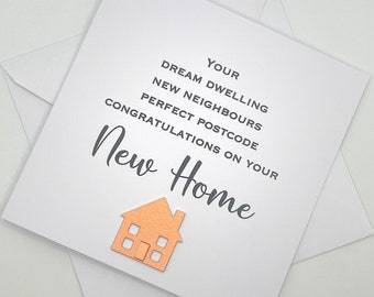 New Home Card Dream Dwelling. Modern Minimalist Cards With House in Custom Colours