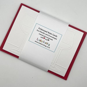 Wine Glass Note Cards. 6 Embossed Blank Notecards and Envelopes. Stationery Gift Set. Blank Note Cards. Notelet Pack. Modern Cards