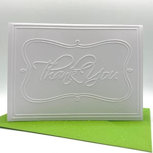 Thank You Note Cards with Coloured Envelopes. Pack of 6 Handmade Blank Embossed Notecards