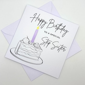 Belle-soeur Carte d'anniversaire avec gâteau d'anniversaire et bougie (couleur au choix). Spéciale, Belle, Incroyable, Fabuleuse, Merveilleuse belle-soeur