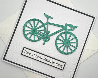 Personalised Bicycle Birthday Card. Modern Cards with Bike in Custom Colours