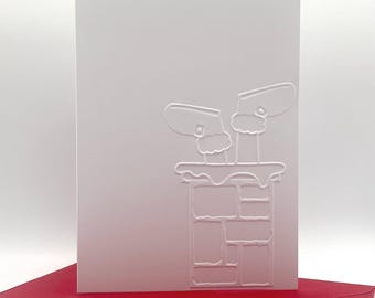 Santa Stuck in the Chimney Minimalist Christmas Card Pack with Coloured Envelopes