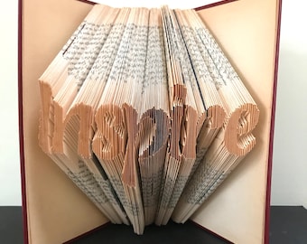 INSPIRE Book Folding Pattern. DIY gift for book art. Template with step by step instructions. Very easy, no measuring required. Printables