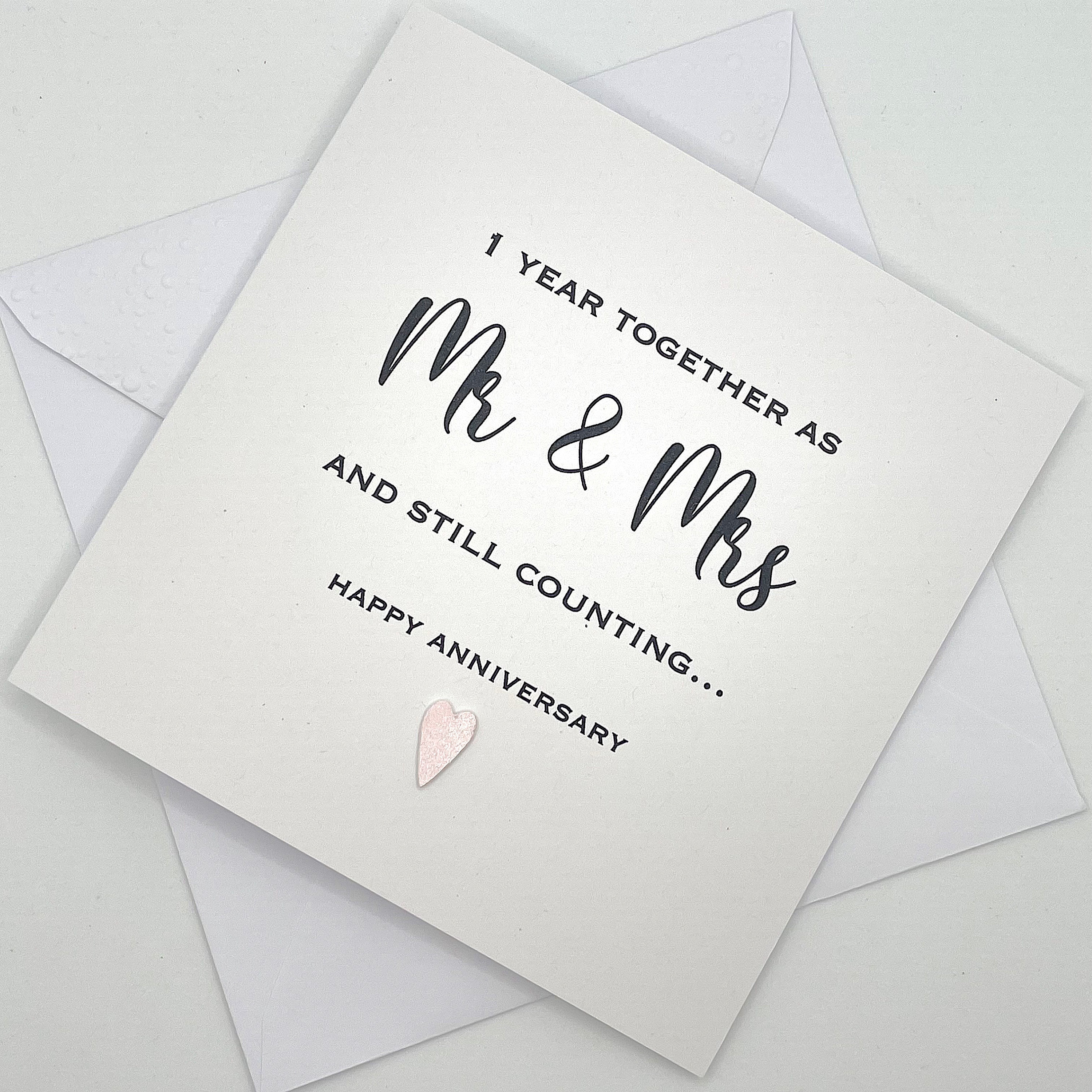 Personalised 1st Anniversary Card, Mr & Mrs. Modern Minimalist