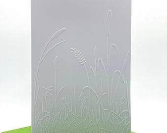 Grasses Note Cards with Coloured Envelopes. Pack of 6 Handmade Blank Embossed Notecards