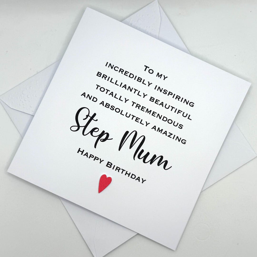Step Mu Handmade Step Mum Birthday Card. Modern Minimalist Cards With Heart in ...