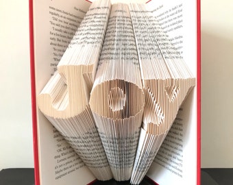 JOY Book Folding Pattern. DIY gift for book art. Template with step by step instructions. Very easy, no measuring required. Printables