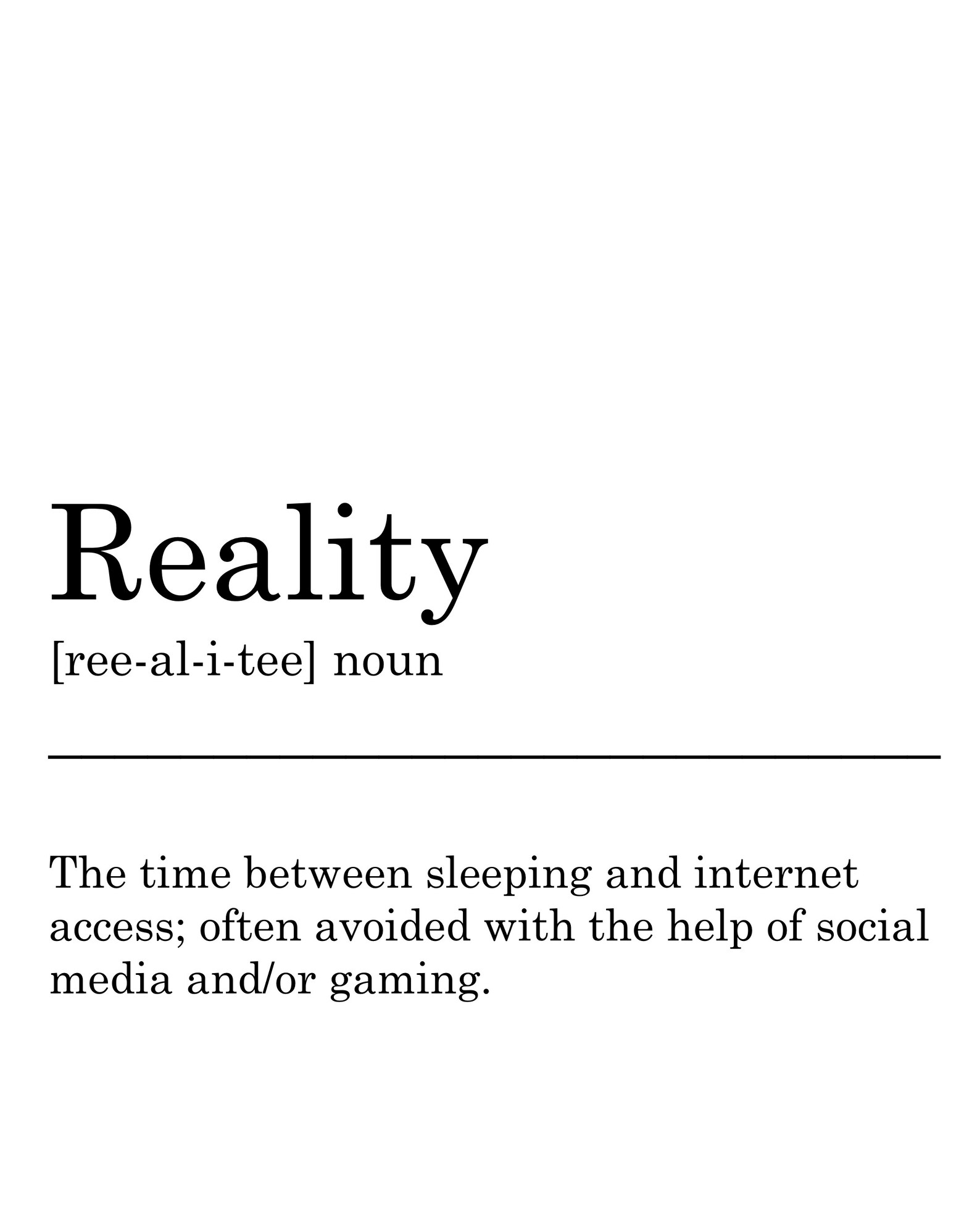 Reality Definition Print. Printable Art Wall Decor Black & Etsy