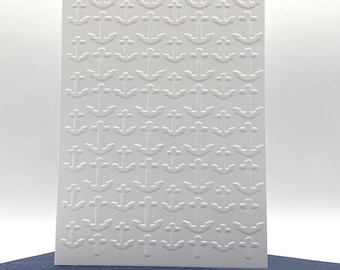 Ships Anchors Note Cards with Coloured Envelopes. Pack of 6 Handmade Blank Embossed Notecards
