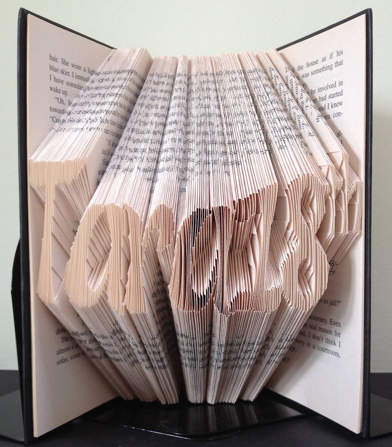 A CUSTOM WORD Book Folding Pattern in Brushstroke Alphabet. DIY template to make your own word. Full instructions. No measuring required image 2