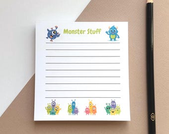 Monster Stuff Notepad. Mini Tear Away Note Pad for Kids. Party Bag Filler