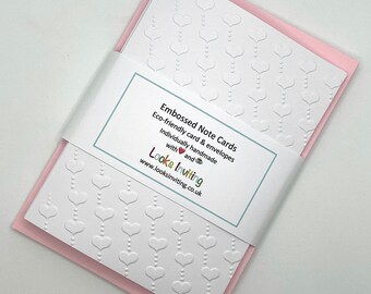 Hearts and Dots Cards. 6 Embossed Blank Note Cards With Envelopes. Stationery Gift Set. Handmade Notecards. Notelet Pack. Letter Writing