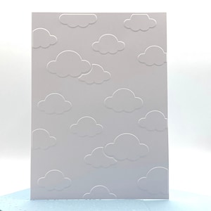 Clouds Minimalist Blank Notecards Set. Embossed Cards with Coloured Envelopes