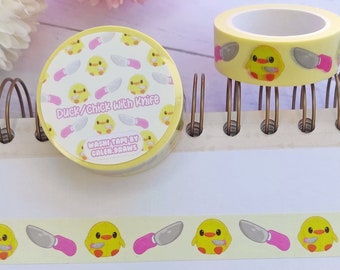 Washi Tape Duck / Chick With Knife - Stationery Bullet Journal Scrapbooking cute Kawaii Galen.Draws