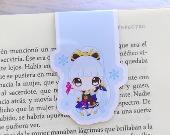Marcapaginas magnetico Ayaka Cute Cryo Kamisato White Heron Princess Inazuma Genshin Impact Lovers fan-made merchandise Galen.Draws