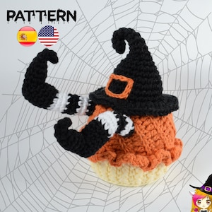 Halloween Cupcake Crochet ENGLISH PATTERN Witch Amigurumi Halloween Crochet doll Crochet pattern Amigurumi pattern Doll pattern PDF-pattern