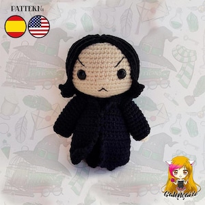 Amigurumi PATTERN crochet doll pattern witch pattern dark master wizards college - PDF TUTORIAL in English (us terms) and Spanish Galencaixe