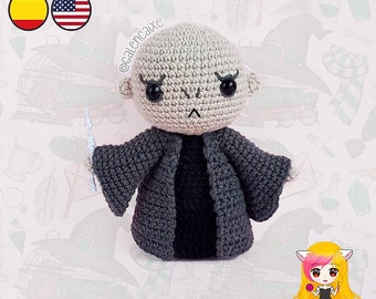Amigurumi PATTERN crochet doll witch pattern dark master villain wizards college - PDF TUTORIAL in English (us terms) and Spanish Galencaixe