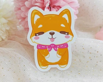 Sticker Shiba Inu pegatina de vinilo perro con pañuelo - kawaii Shiba
