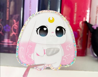 Sticker Bunny Constellation Moon Bun Rabbit with knife, Sticker Vinyl Sticker kawaii stationery glitter Galencaixe